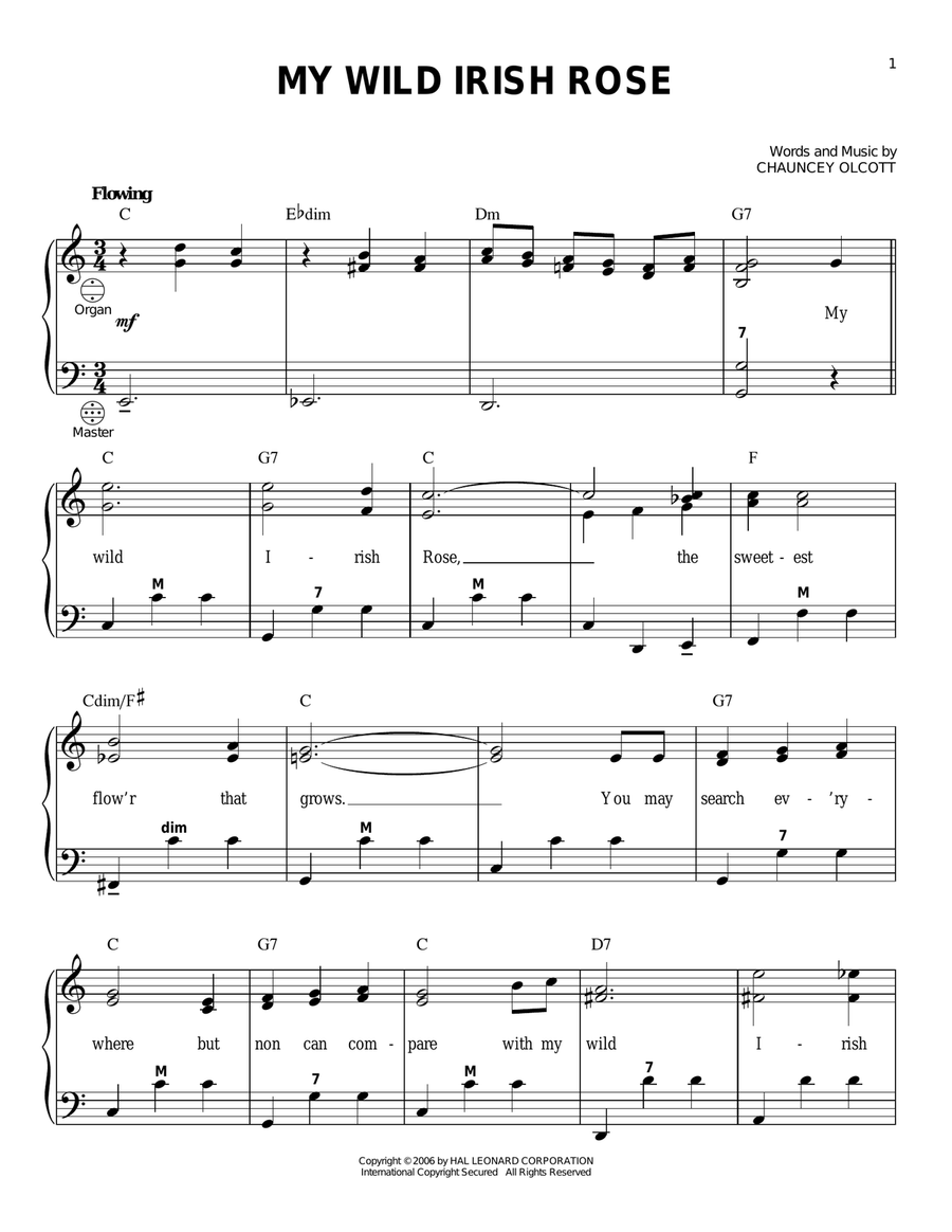 My Wild Irish Rose Accordion scores gallery preview page 1