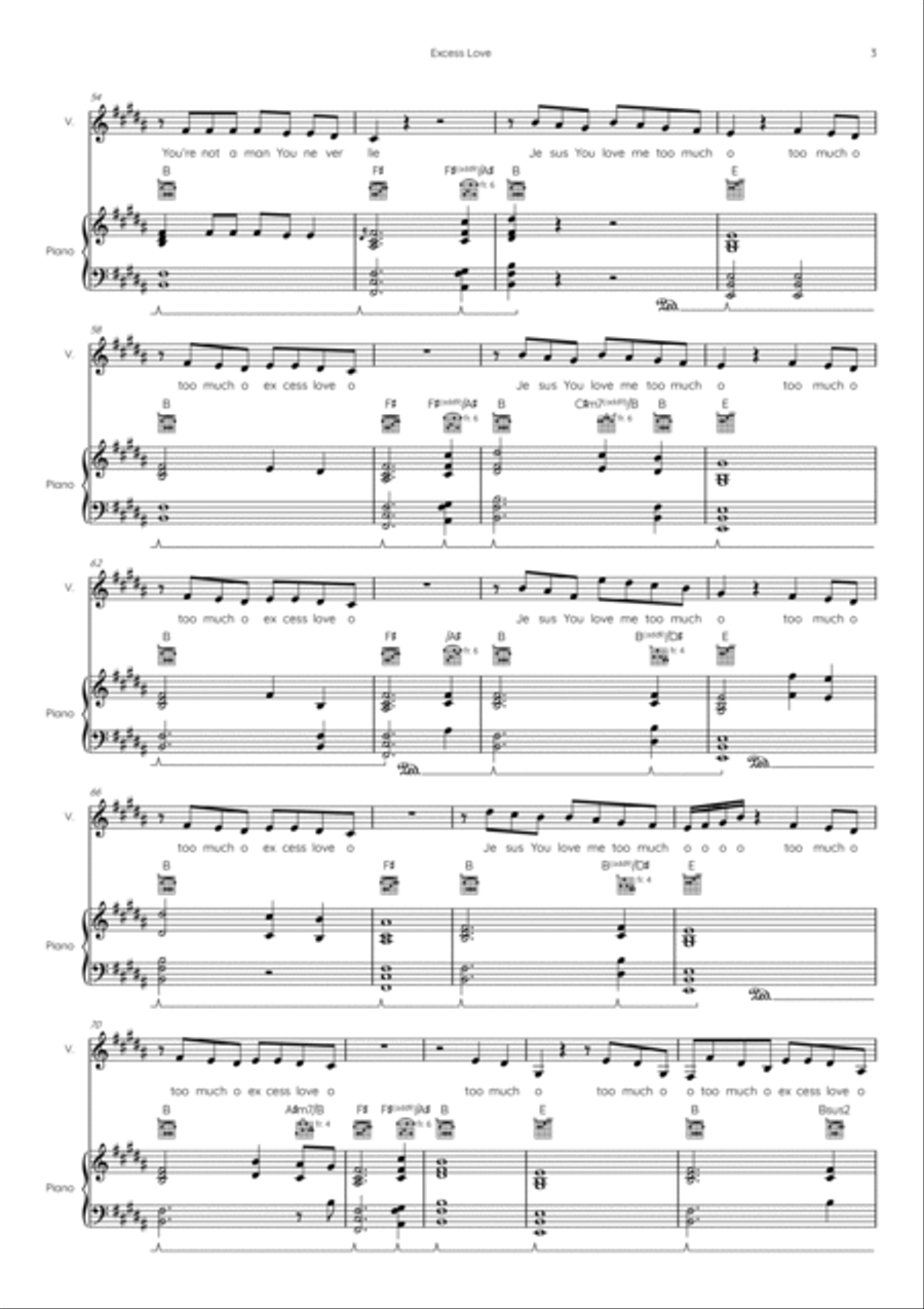 Excess Love Piano, Vocal, Guitar scores gallery preview page 3