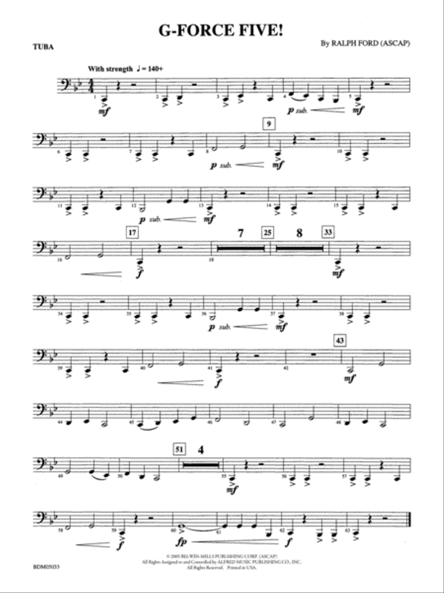 G Force Five Tuba by Ralph Ford Concert Band Digital Sheet