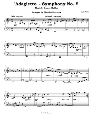 'Adagietto' from Symphony No. 5 - Mahler (Easy Piano)