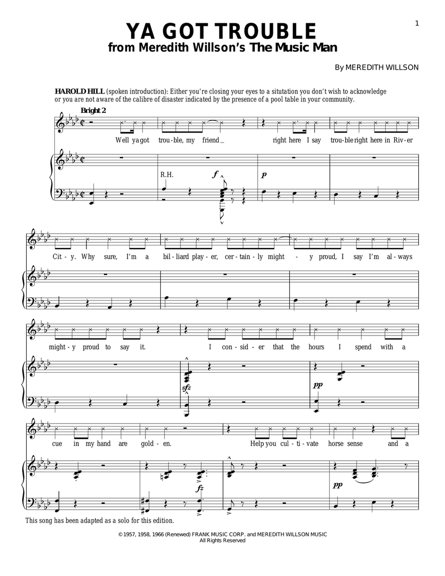 Ya Got Trouble Piano, Vocal scores gallery preview page 1