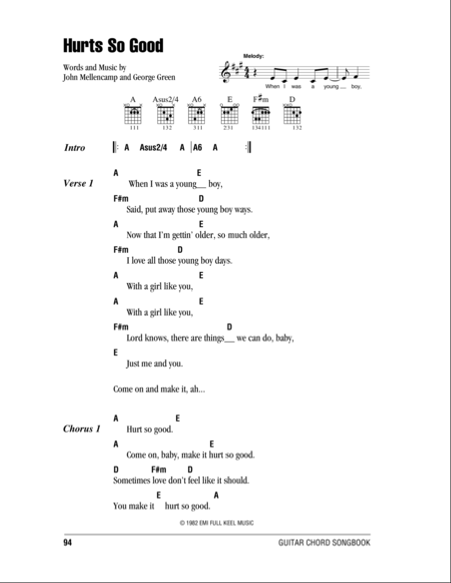 Hurts So Good Hurts So Good Acoustic Guitar scores gallery preview page 1