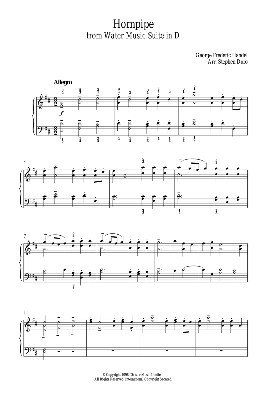 Hornpipe (from The Water Music Suite) Piano Solo scores gallery preview page 1