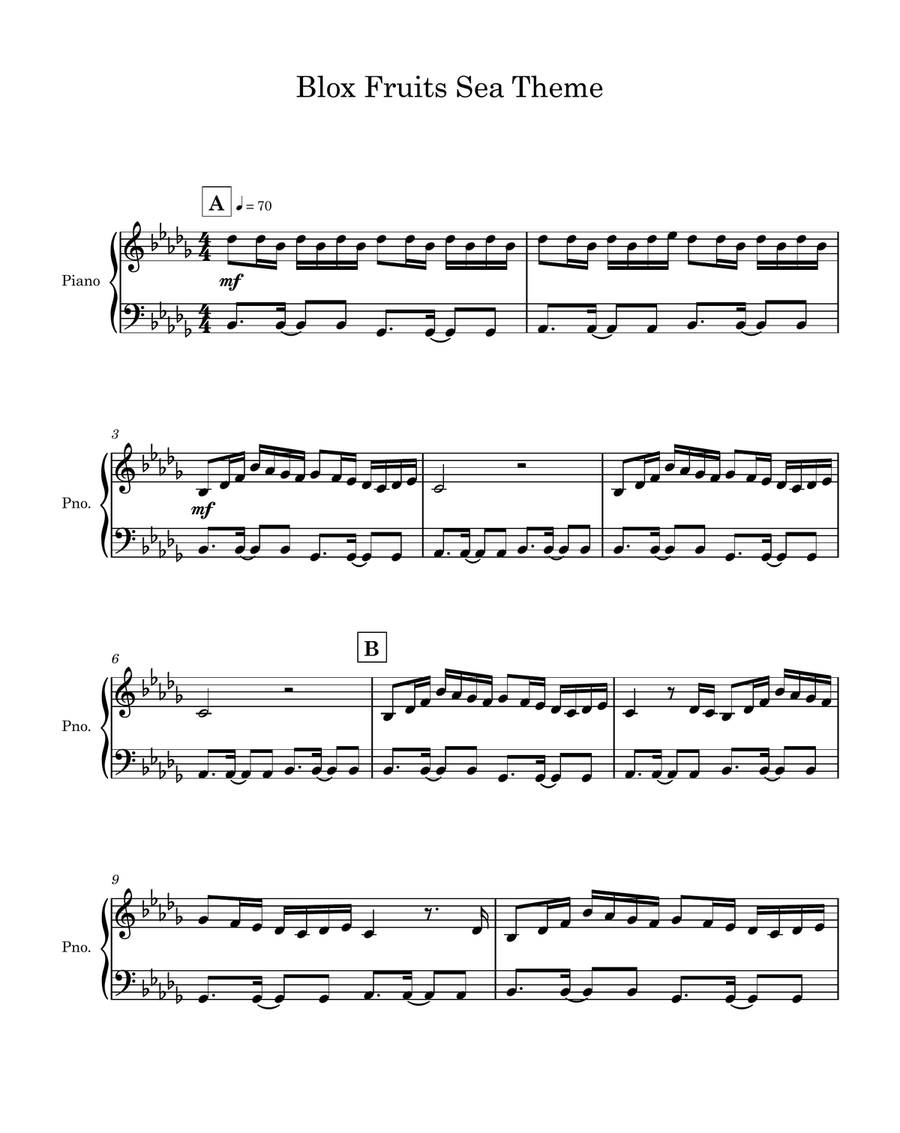 Blox Fruit Sea Theme Easy Piano Easy Piano scores gallery preview page 1
