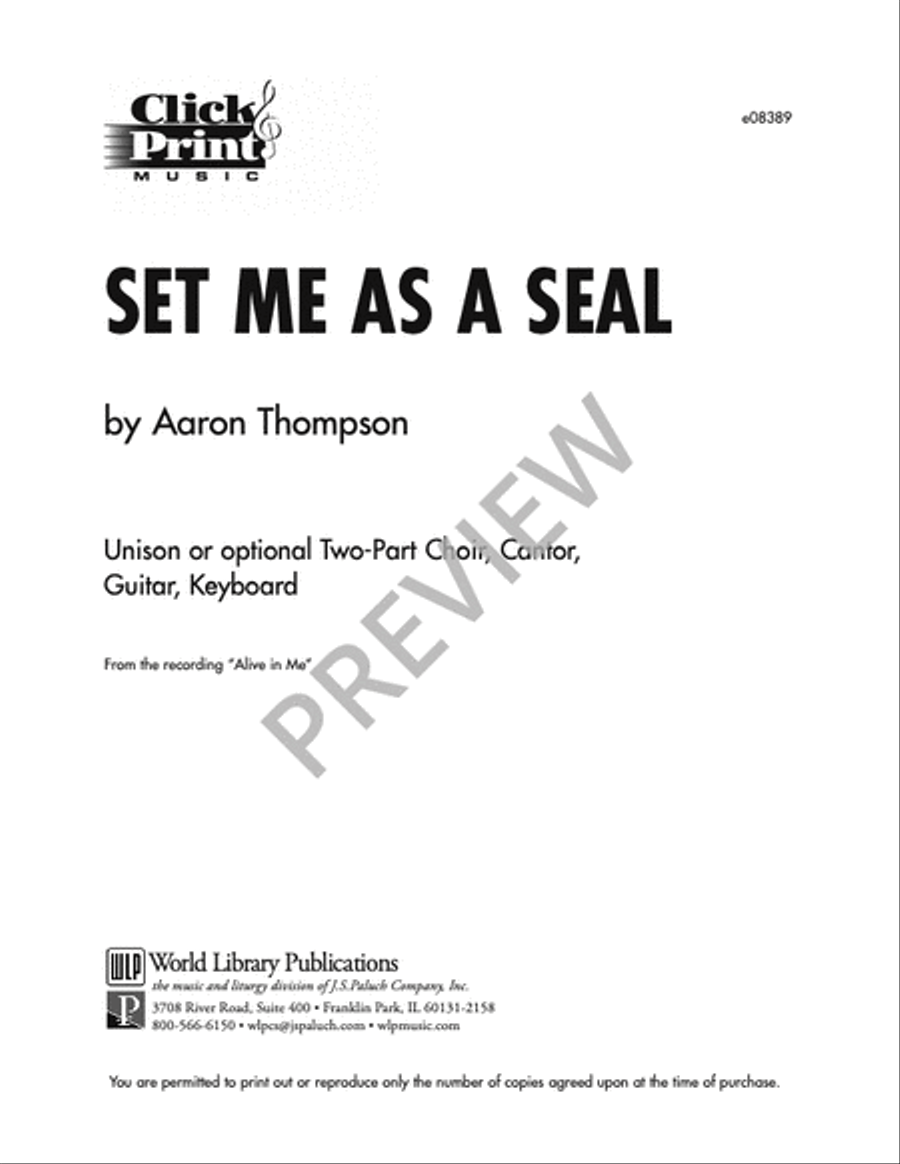 Set Me As a Seal Unison Choir scores gallery preview page 9