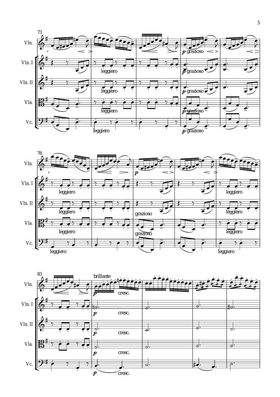 Seitz 3rd movement from Pupil (Student) Concerto No.3 in G major for Violin and Piano arranged for String Orchestra scores gallery preview page 5