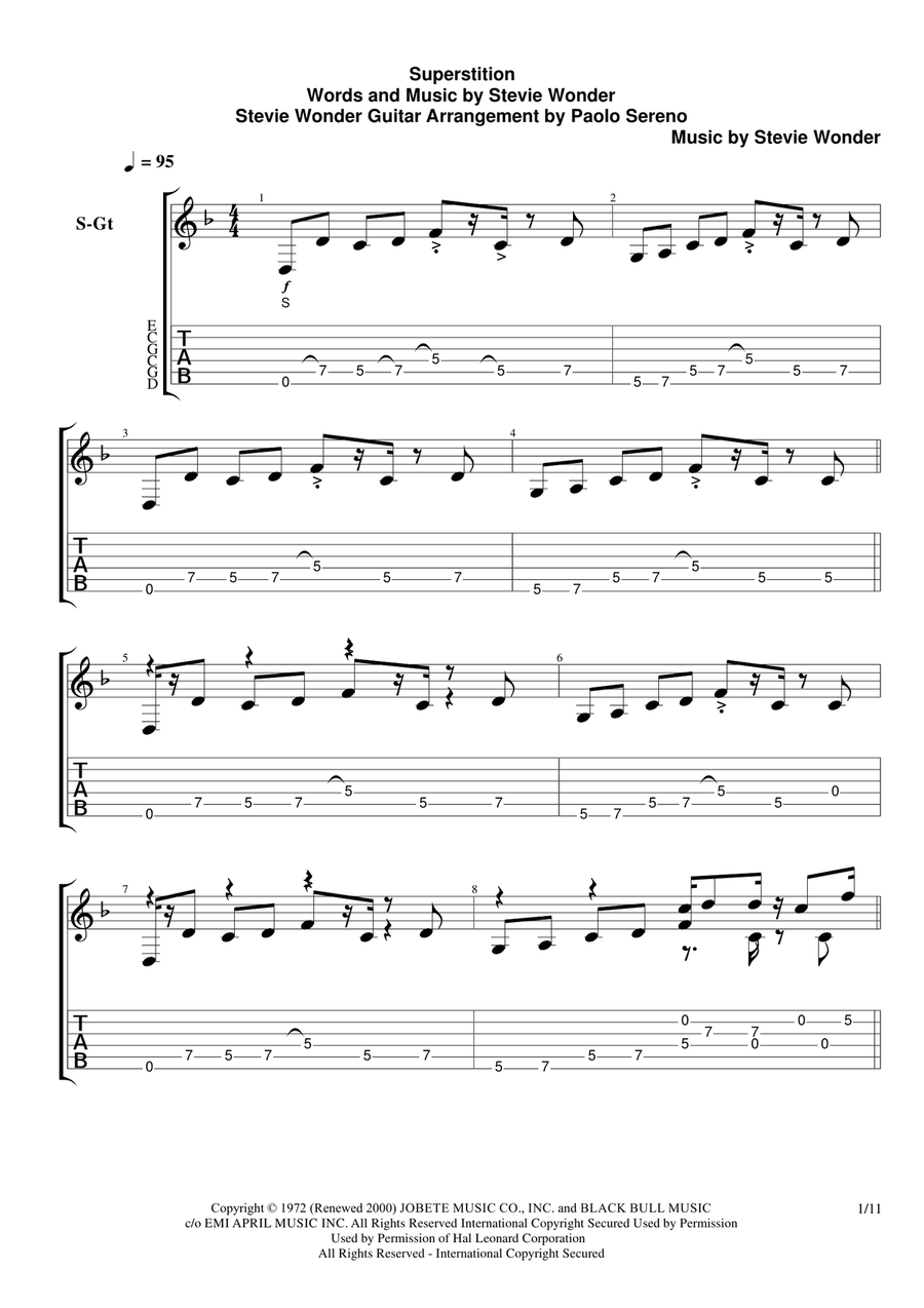 Superstition Acoustic Guitar scores gallery preview page 6
