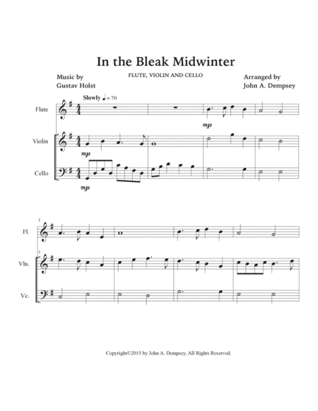 In the Bleak Midwinter (Trio for Flute, Violin and Cello) image number null