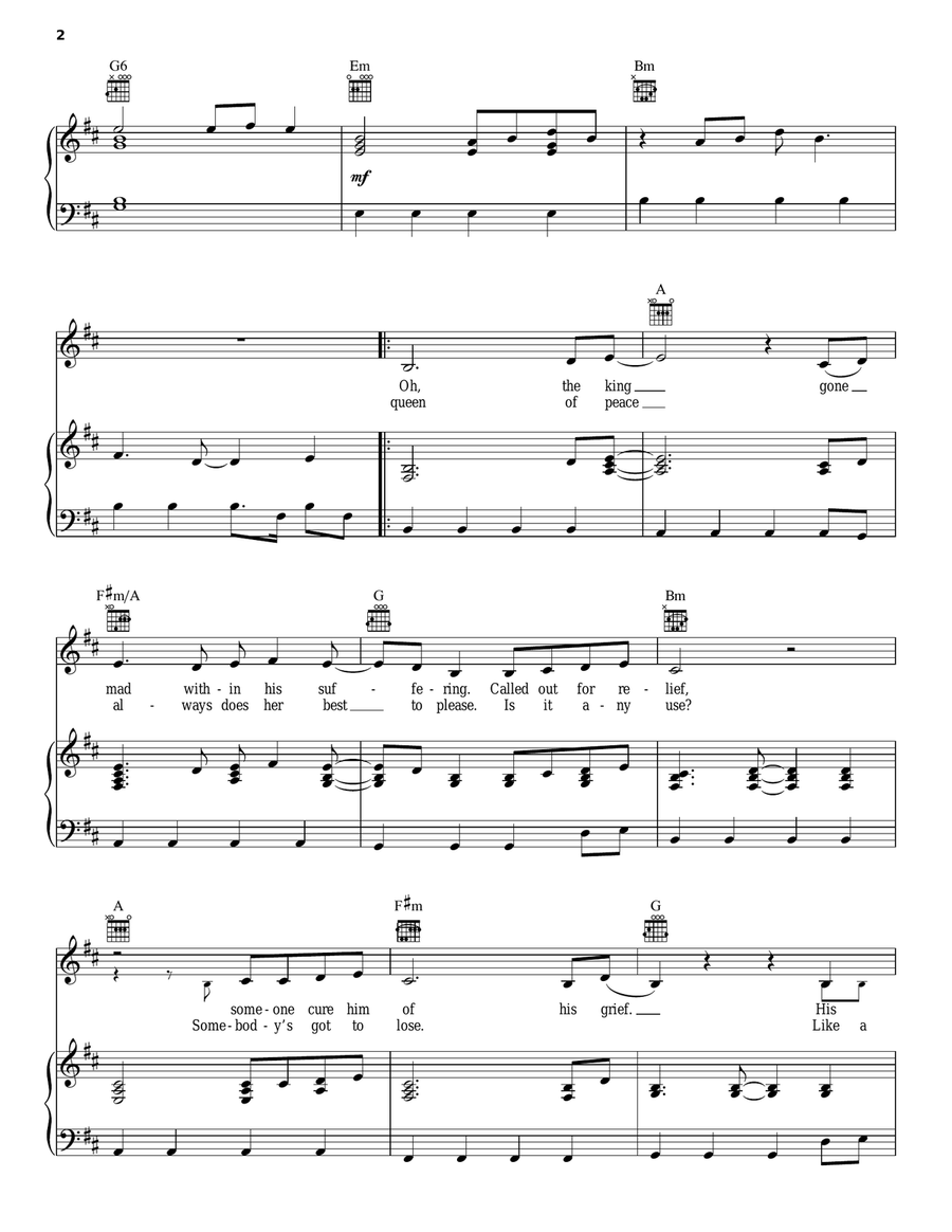 Queen Of Peace Piano, Vocal, Guitar scores gallery preview page 2
