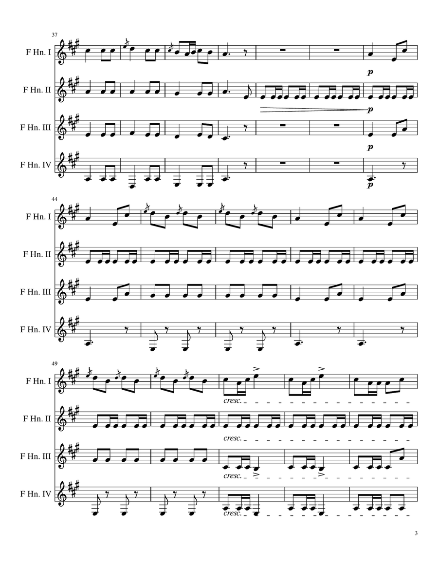 Hunter's Chorus for Horn Quartet French Horn Quartet scores gallery preview page 4