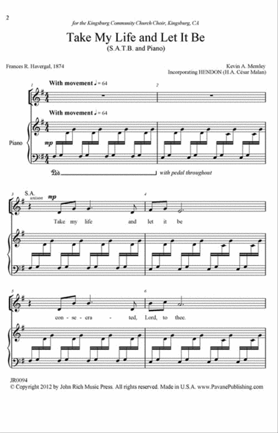 Take My Life and Let It Be 4-Part scores gallery preview page 2