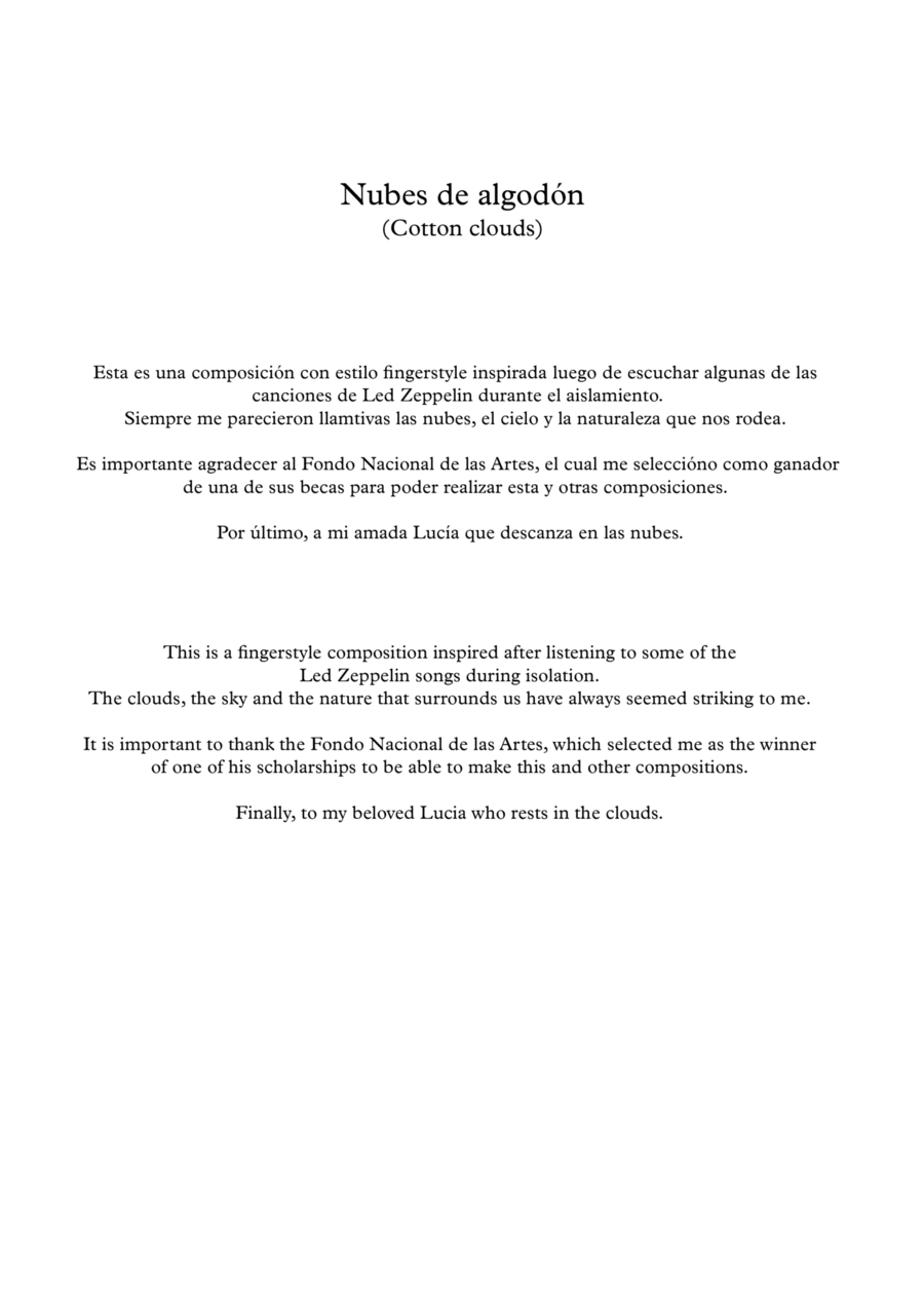 Nubes de Algodón (Cotton Clouds) Acoustic Guitar scores gallery preview page 1
