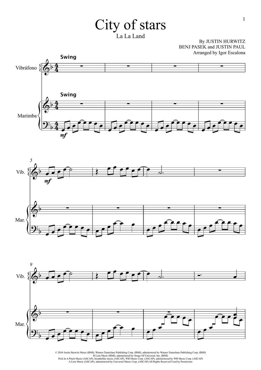 City Of Stars City Of Stars Percussion Ensemble scores gallery preview page 3