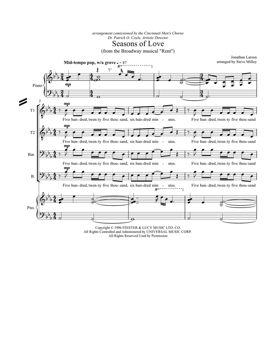 Seasons Of Love Seasons Of Love TTBB scores gallery preview page 1