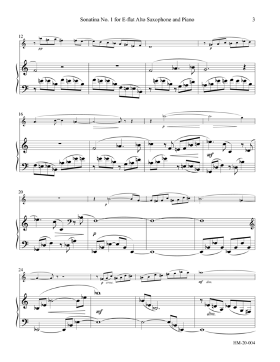 Sonatina No. 1 for Alto Saxophone and Piano Woodwind Duet scores gallery preview page 3