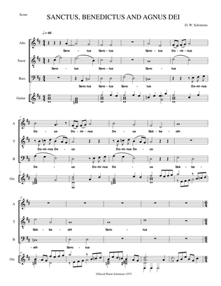 Sanctus, Benedictus and Agnus, with Maj 7th, for ATB Choir and classical guitar (notated version)