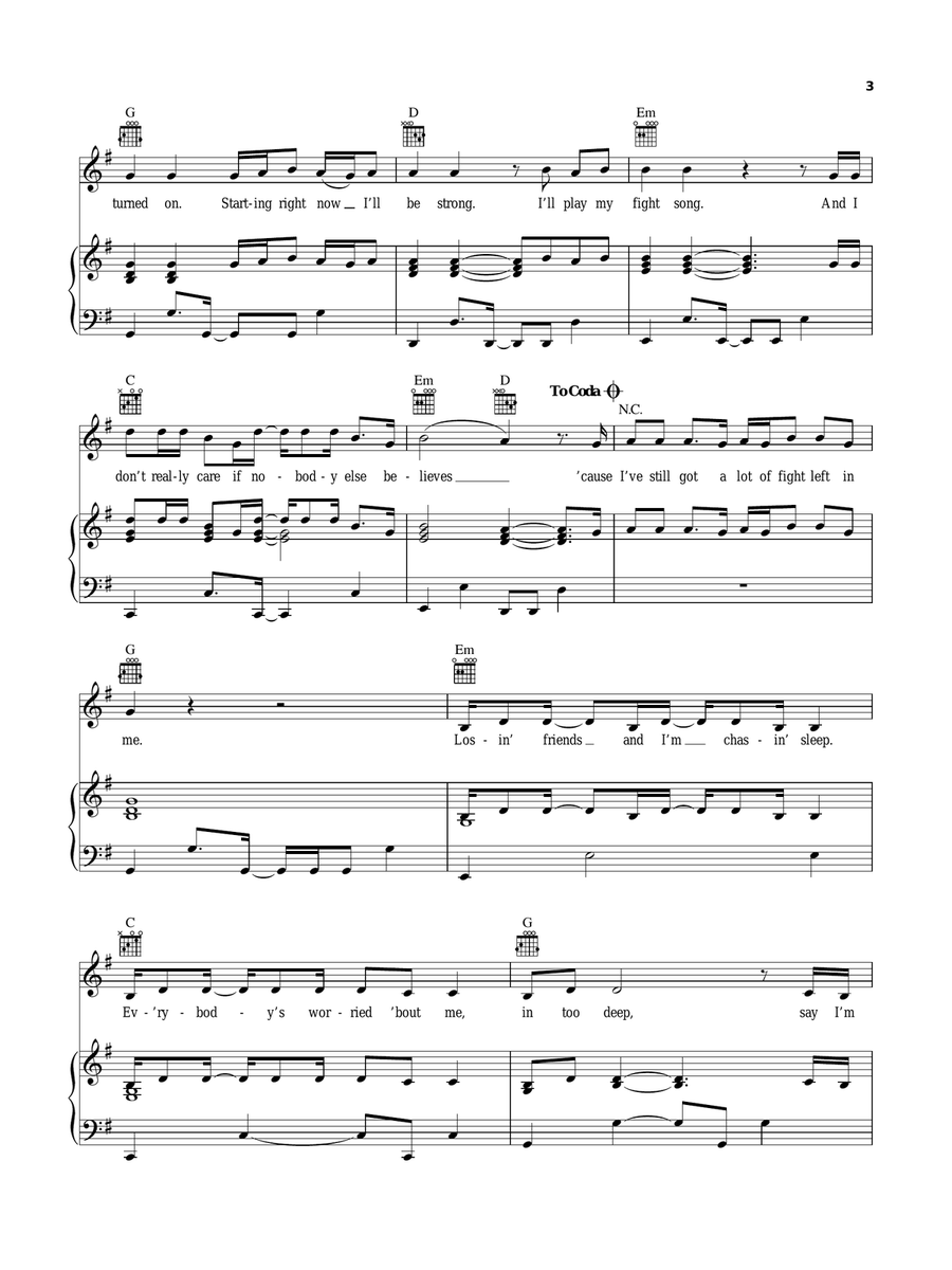 Fight Song Fight Song Acoustic Guitar scores gallery preview page 3
