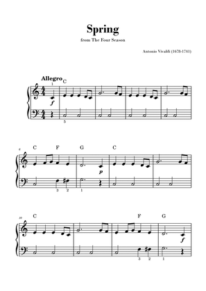 Book cover for Spring from 'The Four Seasons' - Easy/Beginner Piano and Chords