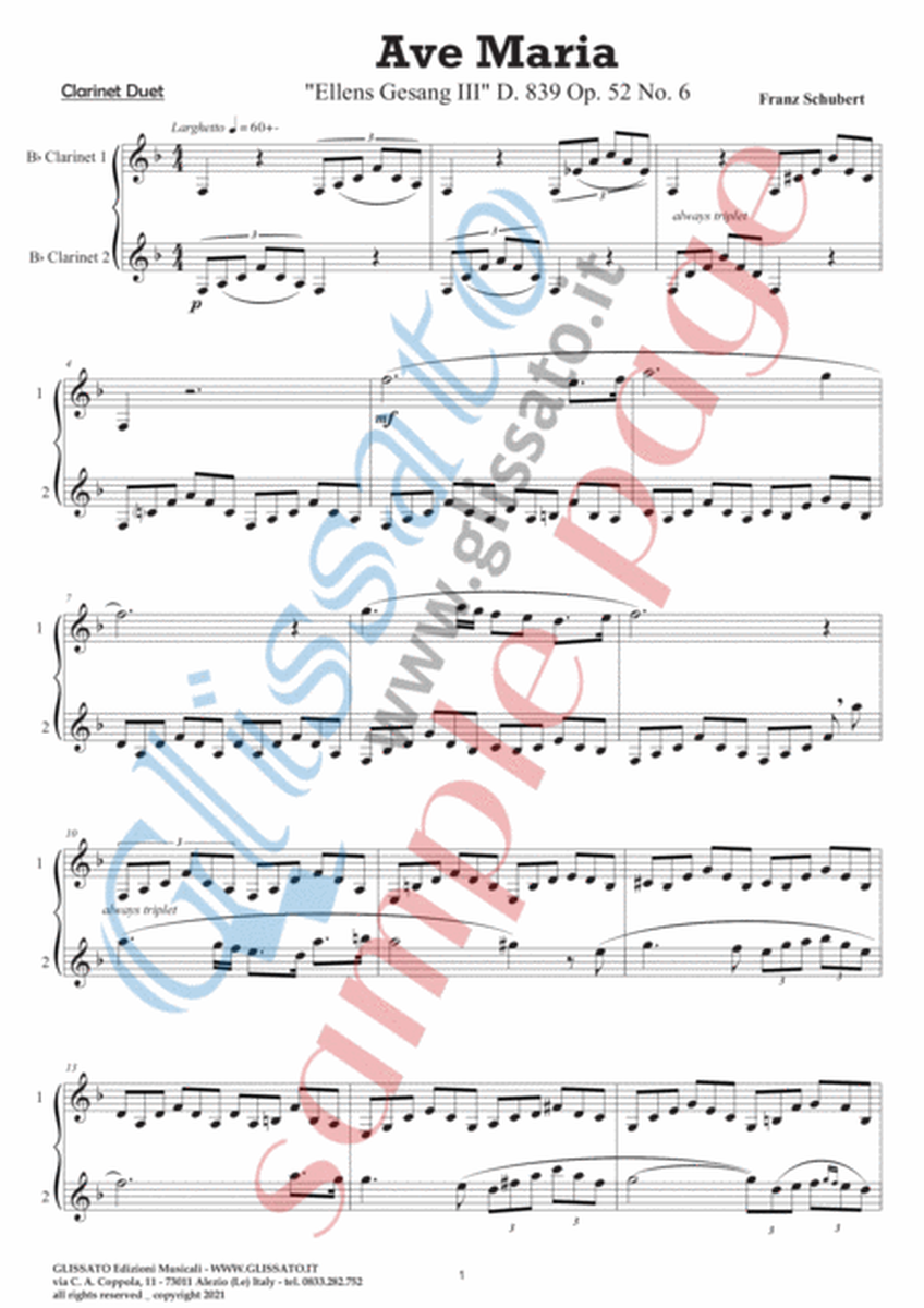 Ave Maria (Schubert) - Clarinet duet image number null