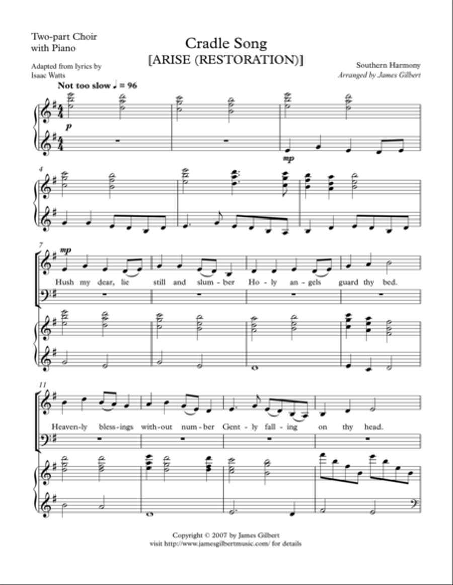 Cradle Song 2-Part scores gallery preview page 1