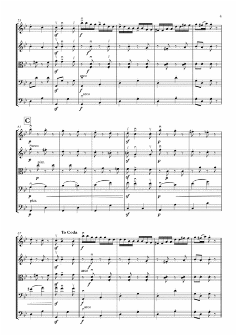 Hungarian Dance no.1, by Johannes Brahms, arranged for String Orchestra String Orchestra scores gallery preview page 5