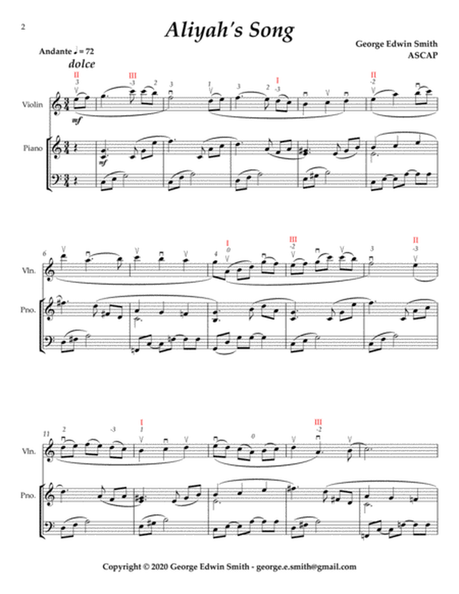 Aliyah's Song for Violin & Piano image number null