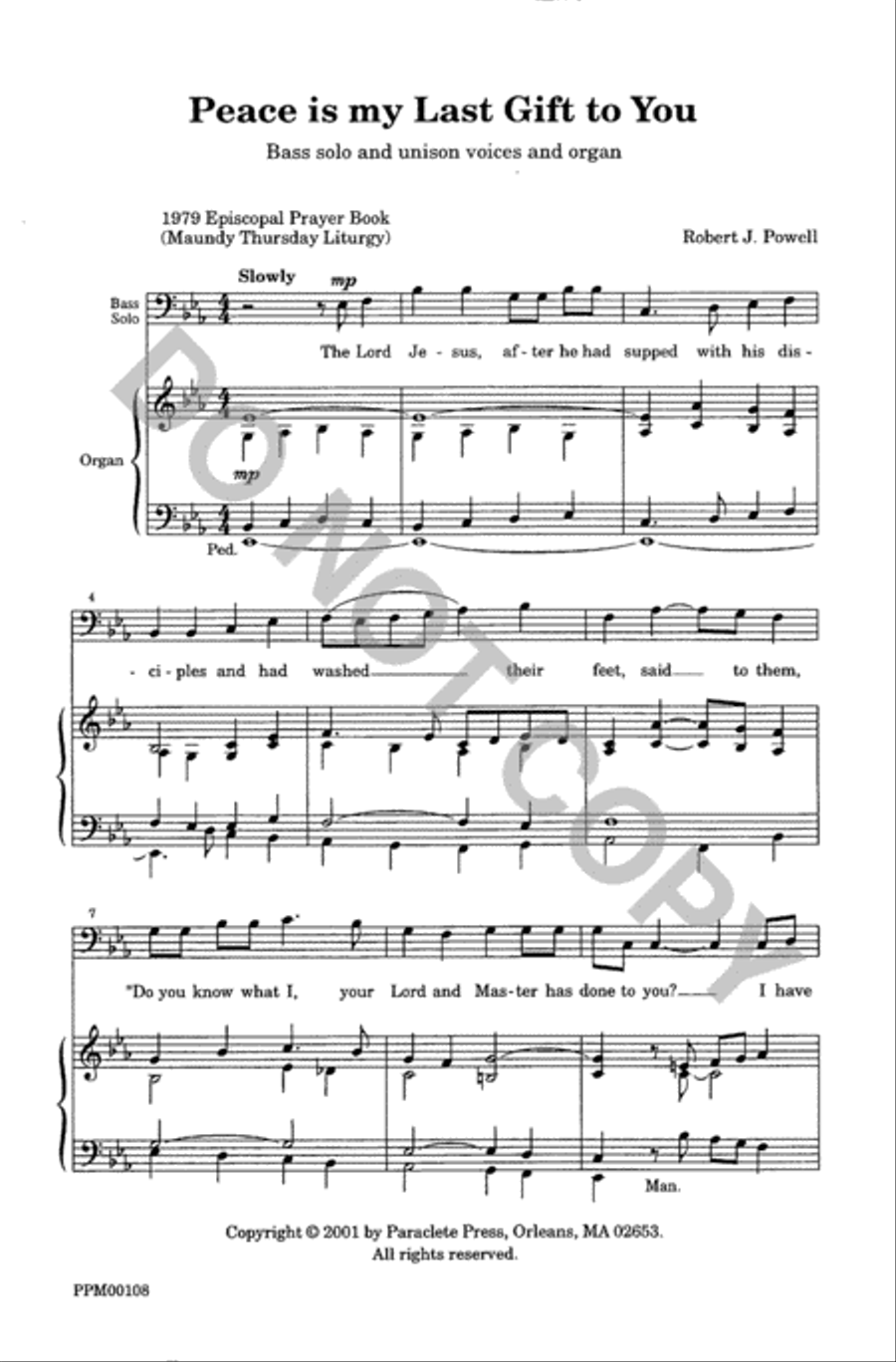 Peace is My Last Gift To You Unison Choir scores gallery preview page 2