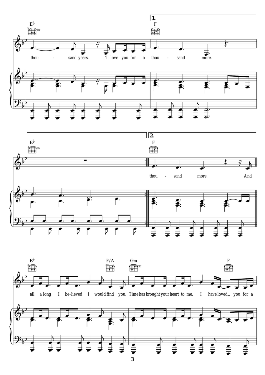 A Thousand Years A Thousand Years Piano, Vocal, Guitar scores gallery preview page 3