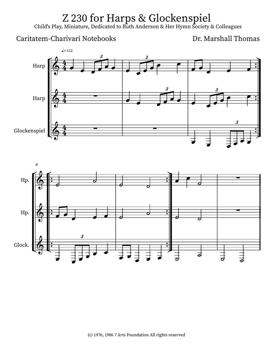 Z 230 for Harps & Glockenspiel Glockenspiel scores gallery preview page 1