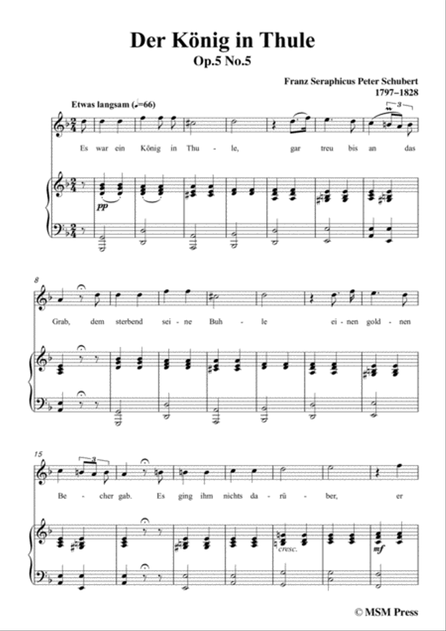 Schubert-Der König in Thule,in d minor,Op.5 No.5,for Voice&Piano Voice scores gallery preview page 3