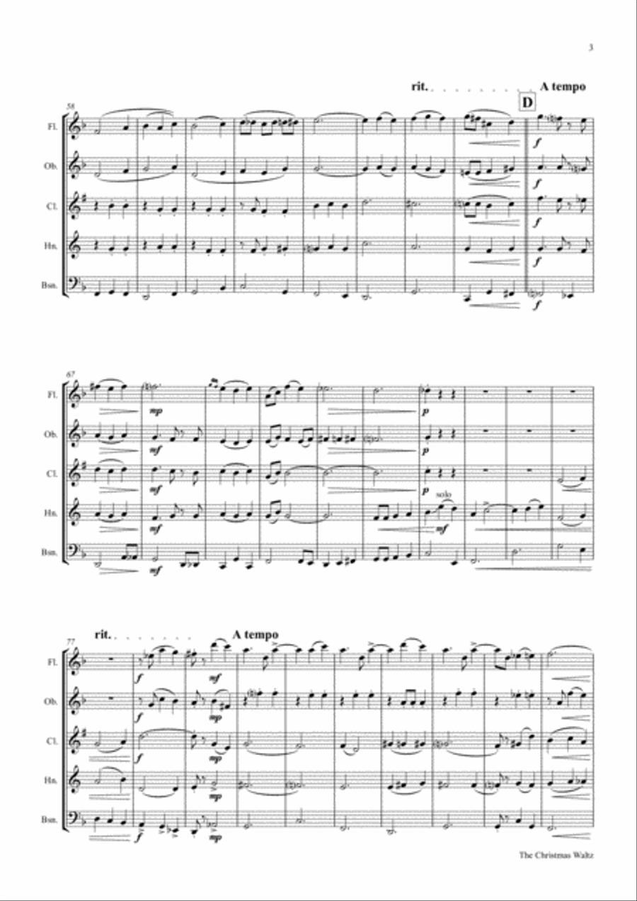 The Christmas Waltz Woodwind Quintet scores gallery preview page 3