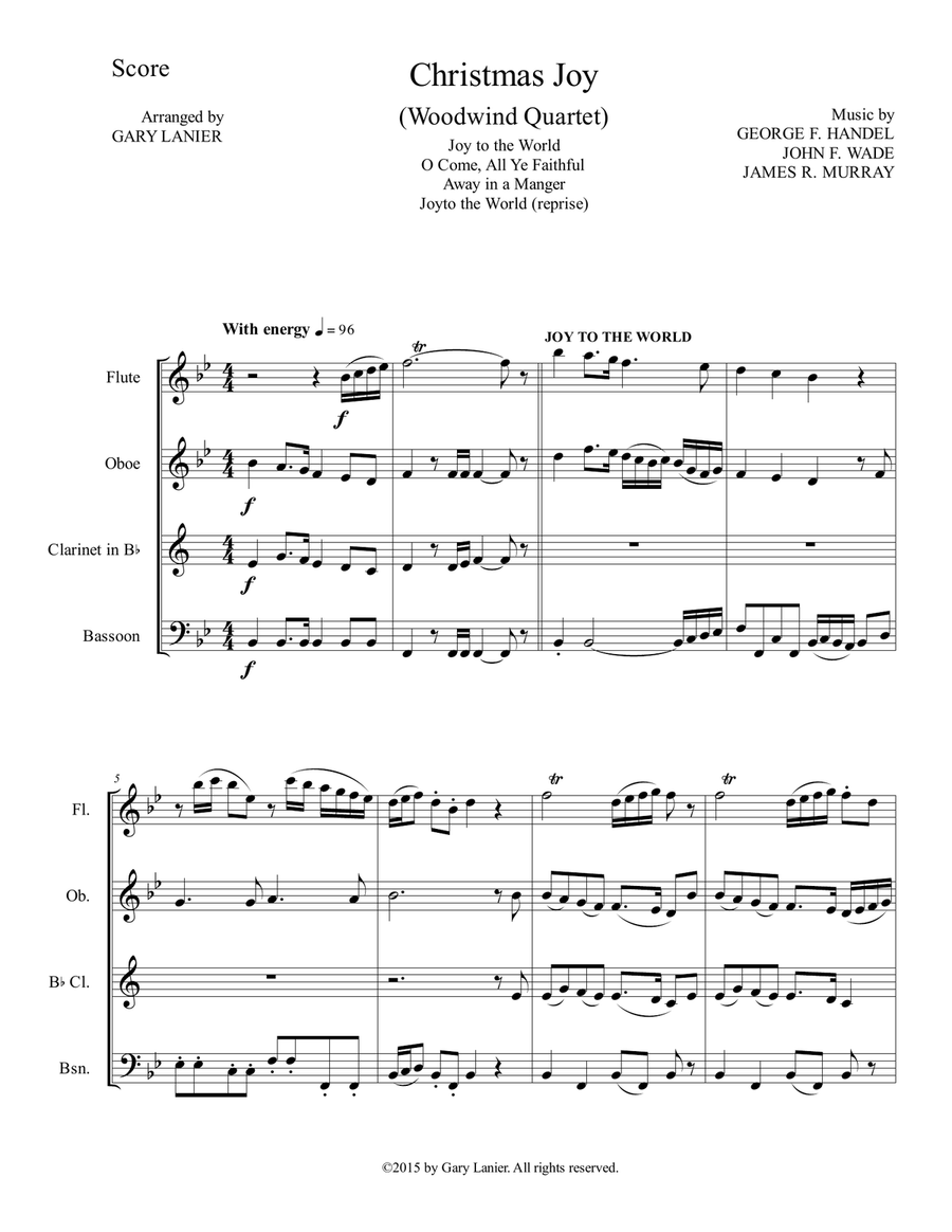 Gary Lanier: CHRISTMAS JOY (Woodwind Quartet/Score and Parts) image number null