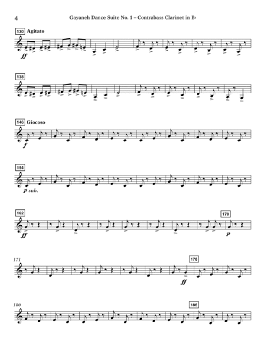 Gayenah Dance Suite No. 1 (Excerpts) (arr. Kenneth Snoeck) - Bb Contra Bass Clarinet Concert Band scores gallery preview page 4