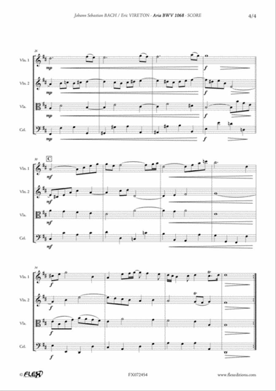 Aria BWV 1068 Aria BWV 1068 String Quartet scores gallery preview page 4