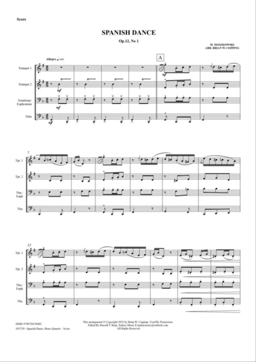 SPANISH DANCE OP 12, NO1 – BRASS QUARTET School and Community scores gallery preview page 2