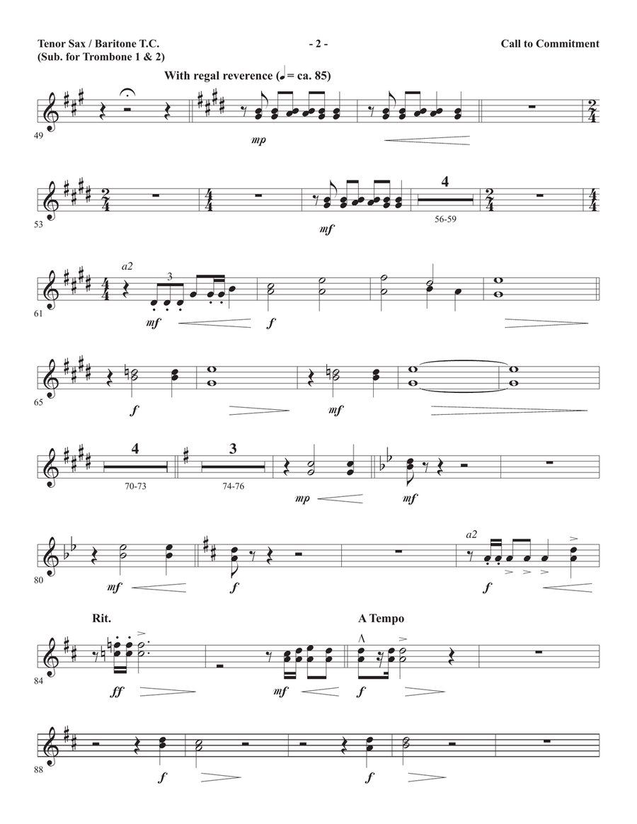 Call To Commitment - Tenor Sax/BariTC (sub Tbn 1-2) Choir scores gallery preview page 2