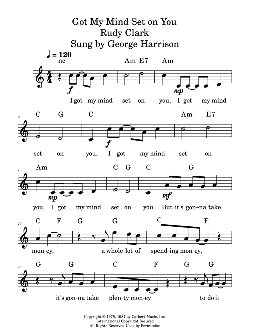 Got My Mind Set On You Piano scores gallery preview page 1