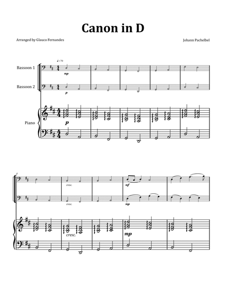 Canon by Pachelbel - Bassoon Duet with Piano image number null