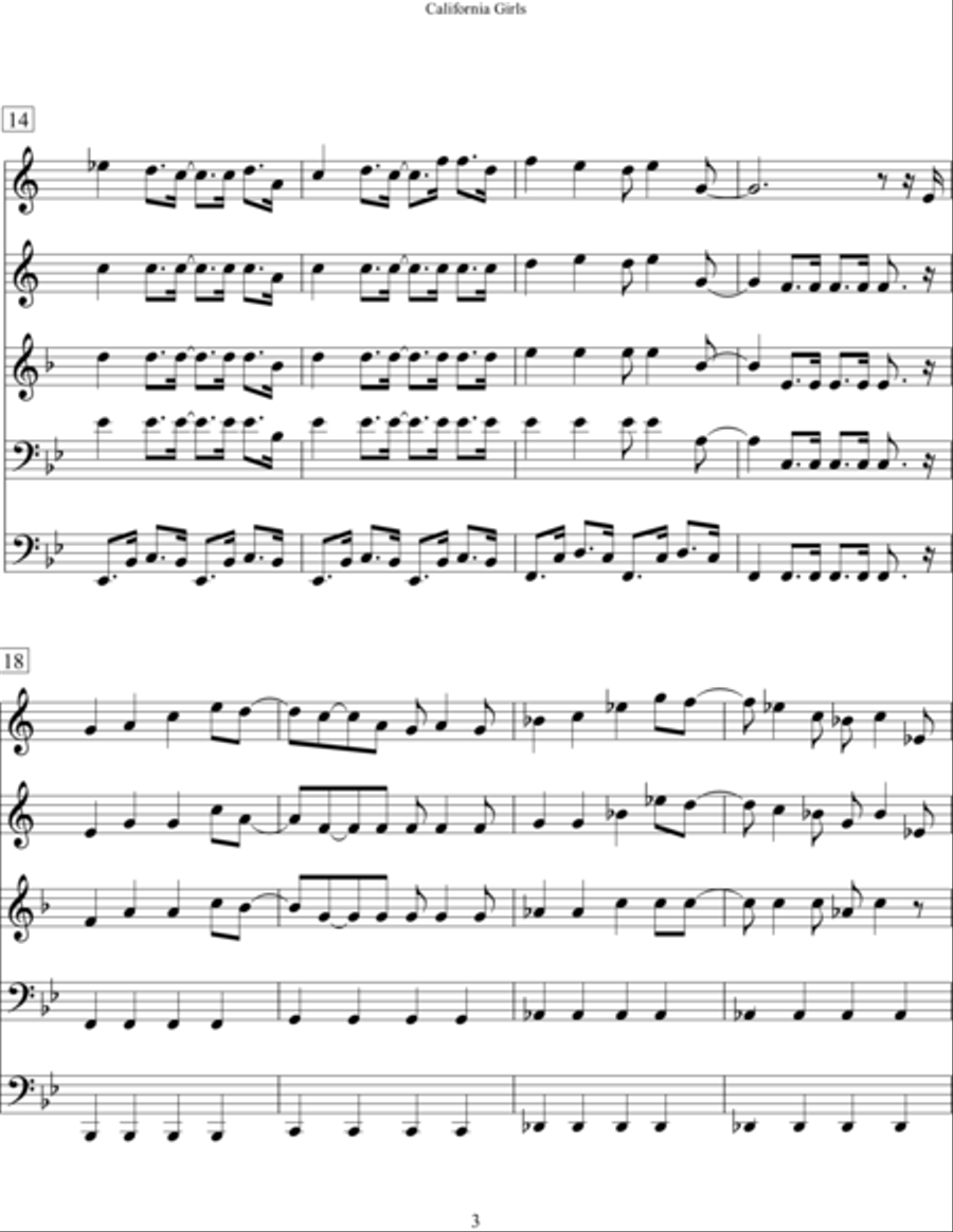 California Girls California Girls Brass Ensemble scores gallery preview page 3
