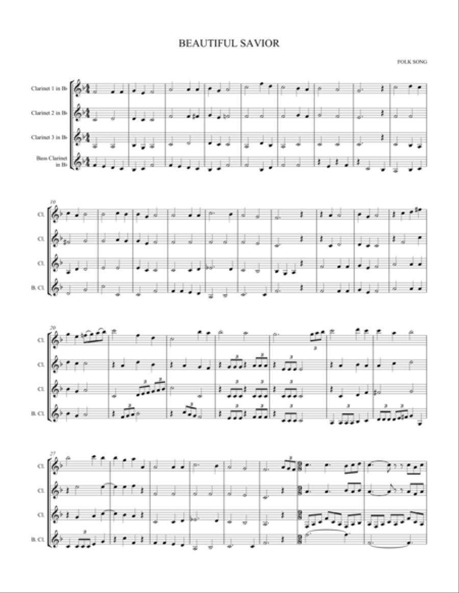 Beautiful Savior and Blessed Assurance Woodwind Quartet scores gallery preview page 1
