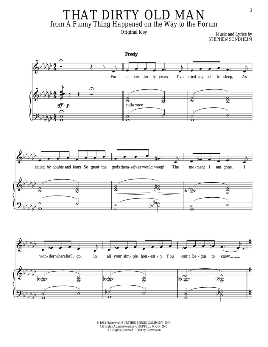 That Dirty Old Man Piano, Vocal scores gallery preview page 1