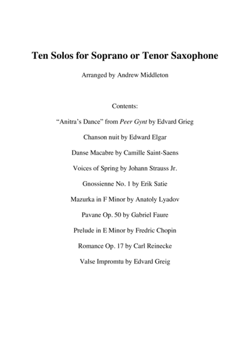 Ten Romantic Solos for Tenor Saxophone and Piano image number null
