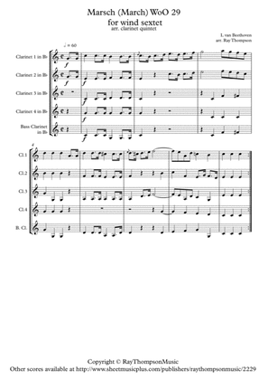 Beethoven: Marsch (March) WoO 29 (composed for wind sextet) - clarinet quintet