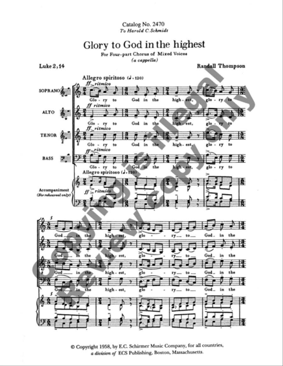 Glory to God in the Highest (Choral Score) 4-Part scores gallery preview page 9