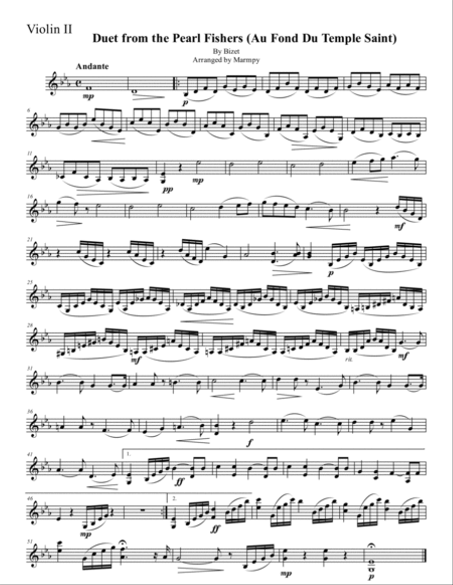 Duet from the Pearl Fishers by Bizet Duet from the Pearl Fishers by Bizet String Trio scores gallery preview page 2