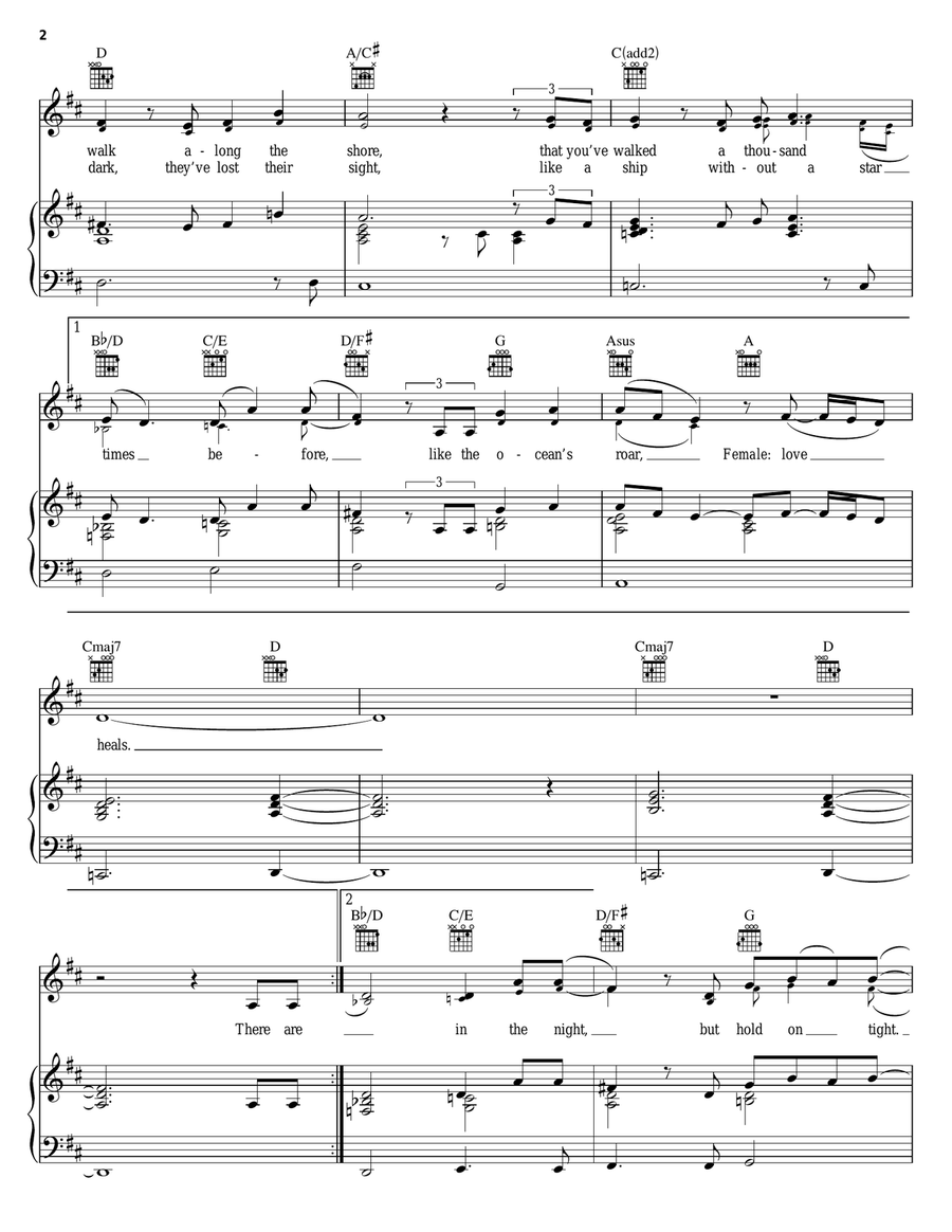 Love Heals Piano, Vocal, Guitar scores gallery preview page 2