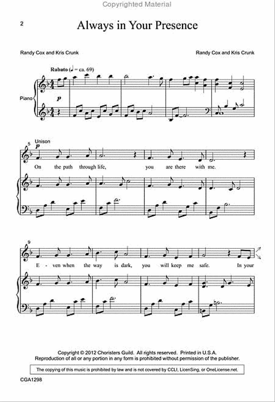 Always in Your Presence 2-Part scores gallery preview page 2