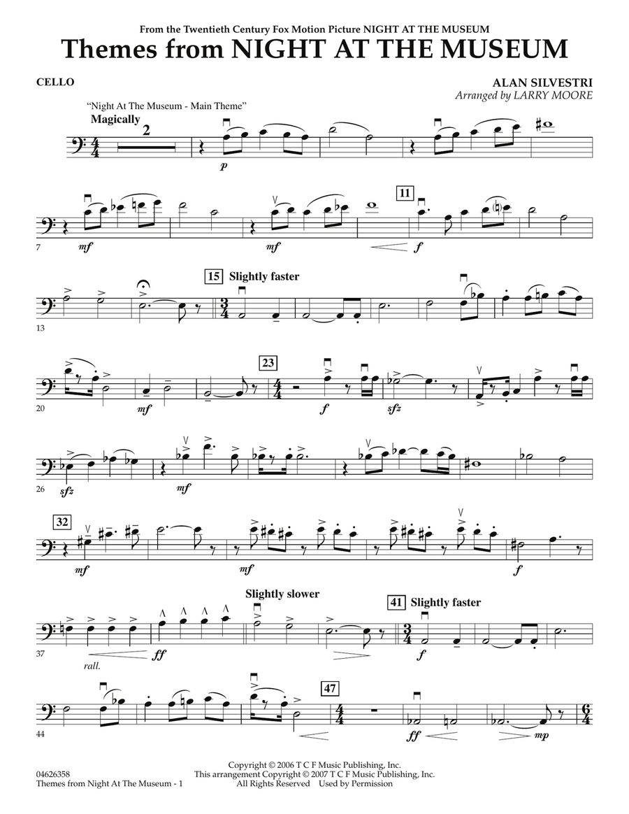 Themes from Night at the Museum - Cello Orchestra scores gallery preview page 1