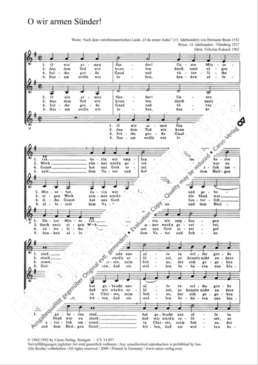Kukuck; Wagner: O wir armen Sunder Score scores gallery preview page 5