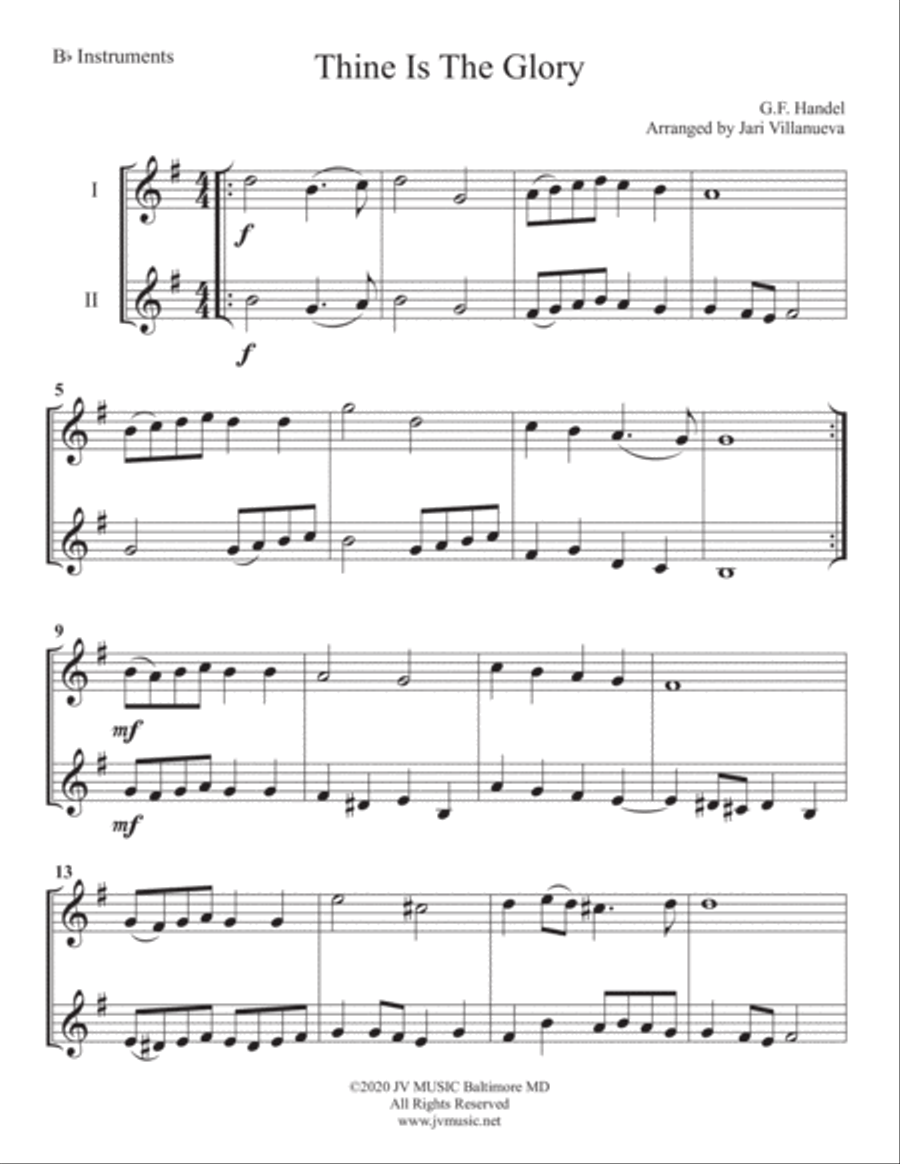 Thine Is The Glory Duet for Bb Instruments Brass Ensemble scores gallery preview page 2